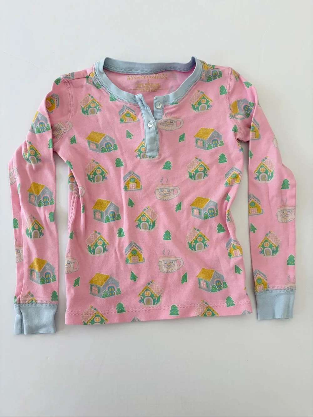 The Beaufort Bonnet Company Girls Pink Gingerbread Village Pajamas Set Size 5